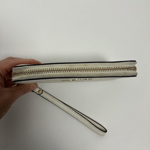 Michael Kors Jet Set Travel Phone Wallet Wristlet Off White Leather Cream - Picture 8 of 11